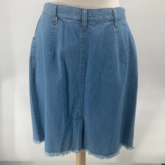 Vintage 90s Bill Blass Jeans Denim Mini Skirt High Waist Cotton Light Blue 12 - Picture 4 of 7